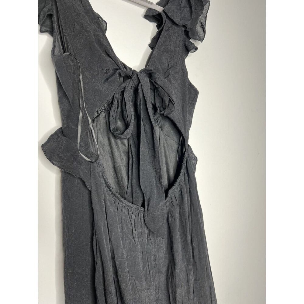 Francescas Blue Rain Maxi Dress Womens Small Black Ruffle Flowy Fairy Whimsigoth - Picture 13 of 16